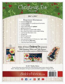 Shabby Fabrics | Patroon &#039;Christmas Eve Pillow&#039;