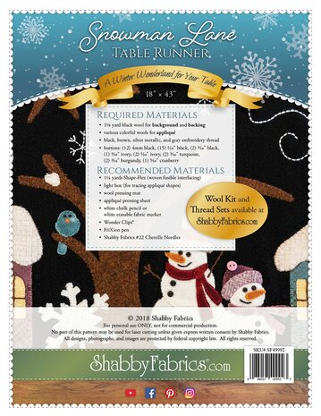 Shabby Fabrics | Patroon 'Snowman Lane' 