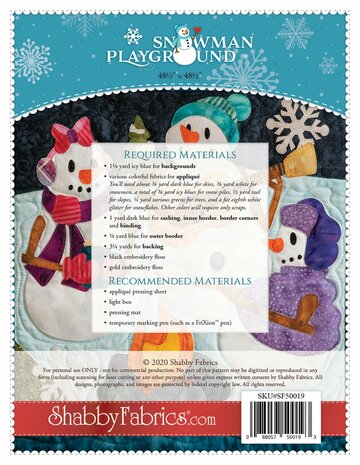 Shabby Fabrics | Patroon 'Snowman Playground'